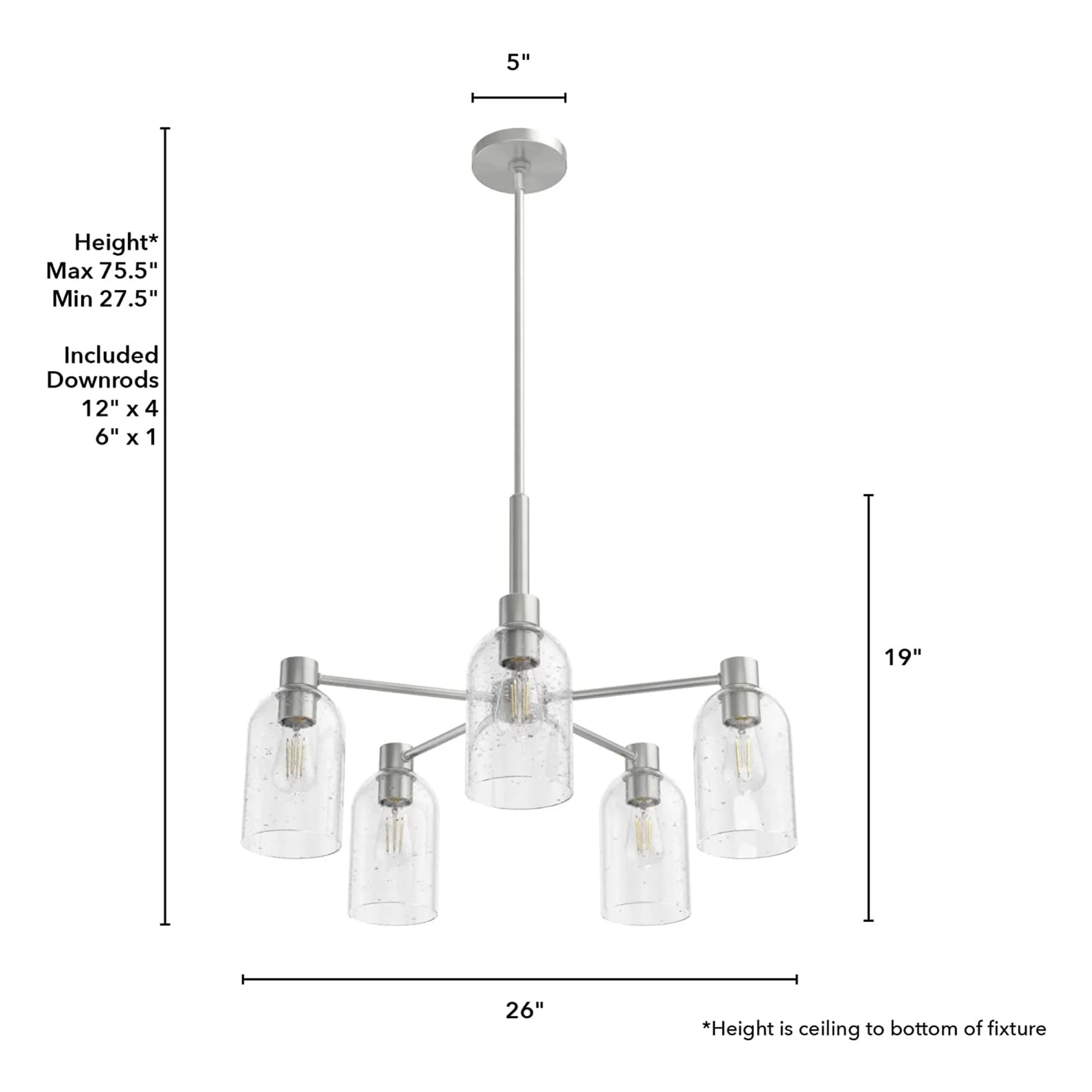 Hunter Fan Company Lochemeade 5 Bulb Hanging Chandelier Light Fixture