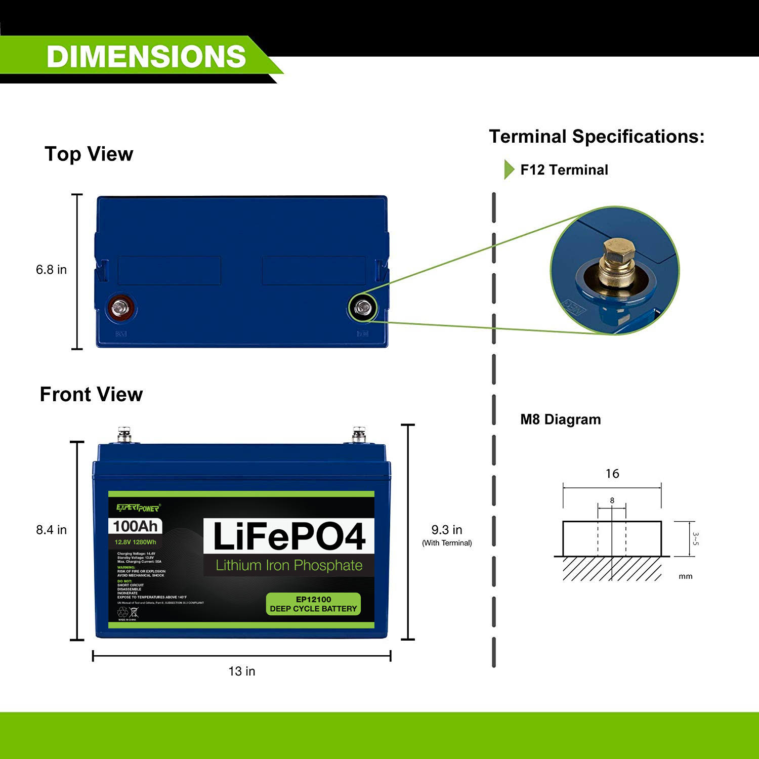 12V 100Ah LiFePO4 - EP12100