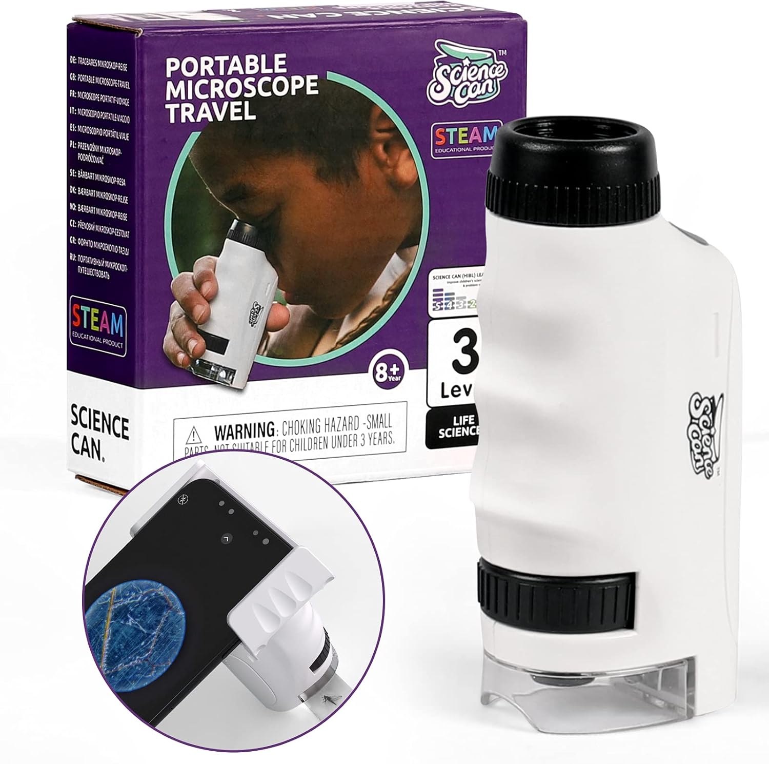 SCIENCE CAN Microscope for Kids,Microscope Science Kit for Kids 8-12,STEM Kids Microscopes for 7 8 9 10 Year Old Boy Girl Gifts Pack of 2
