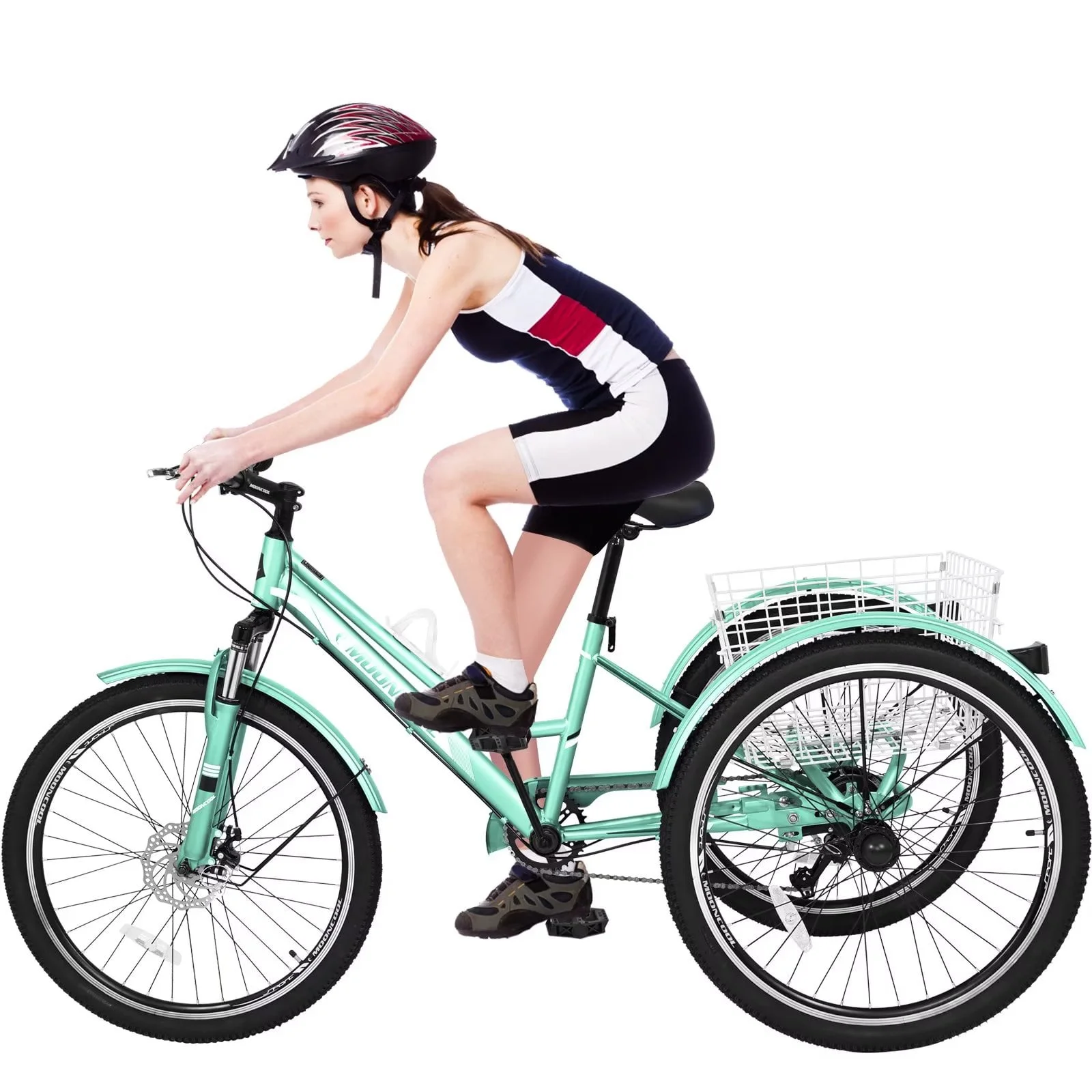 Lilypelle Adult Mountain Tricycle 24/26/27.5 Inch Low step through Mountain Bike Cruiser Trikes for Adults 7 Speed Three Wheel Trike Bike Bicycle with Large Basket
