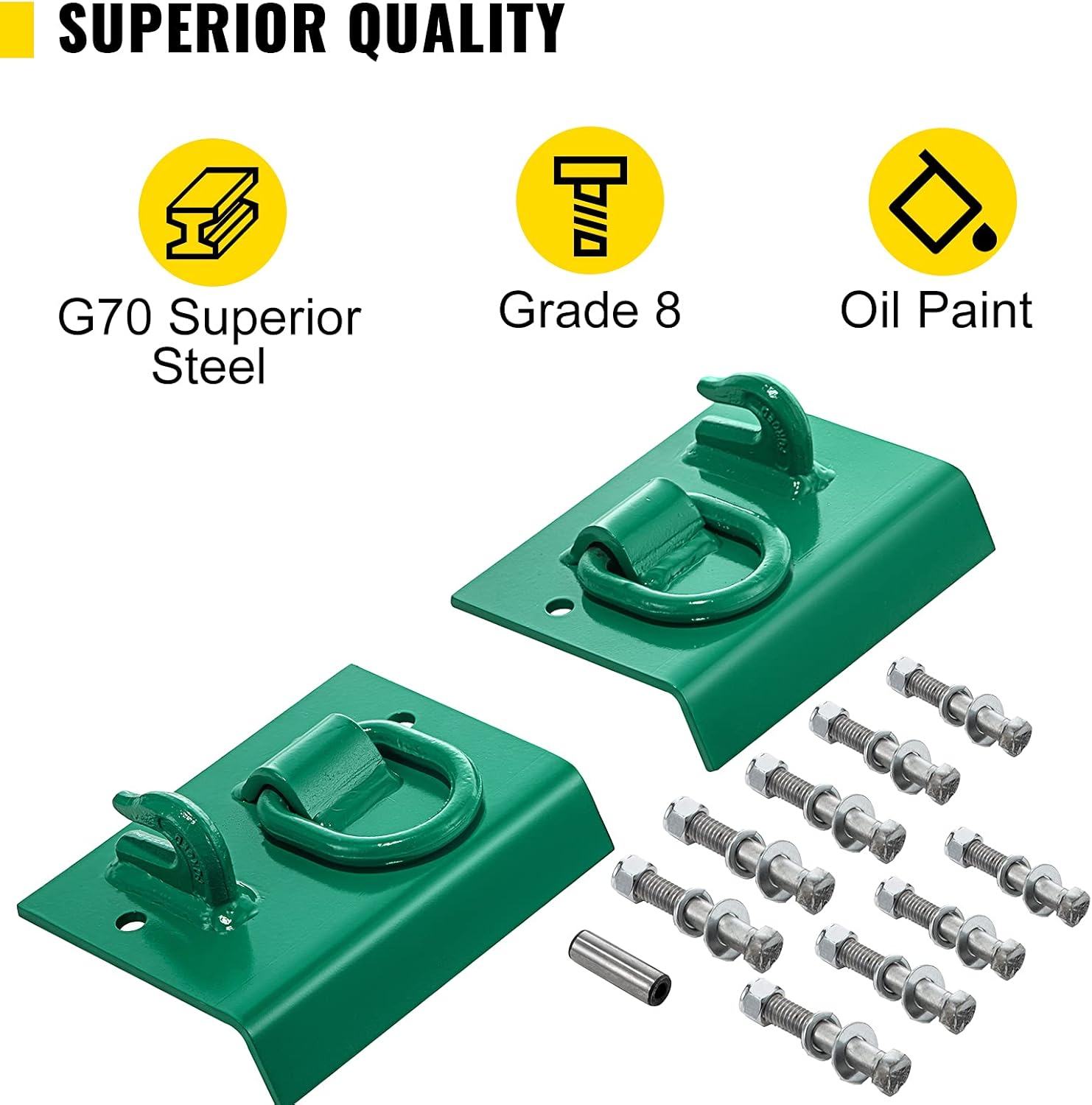 VEVOR Tractor Bolt on Hooks, 1/4" Bolt on Grab Hooks, 4700LBS G70 Forged Bolt on Hooks for Tractor Bucket with 1/2" Shackles, Work Well for Tractor Bucket, RV, UTV, Truck Hardware Included Pack of 2
