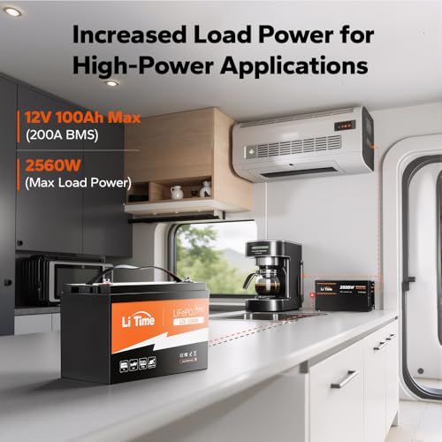 LiTime 12V 100Ah LiFePO4 Battery BCI Group 31 Lithium Battery Built-in 100A BMS, Up to 15000 Deep Cycles, Perfect for RV, Marine, Home Energy Storage
