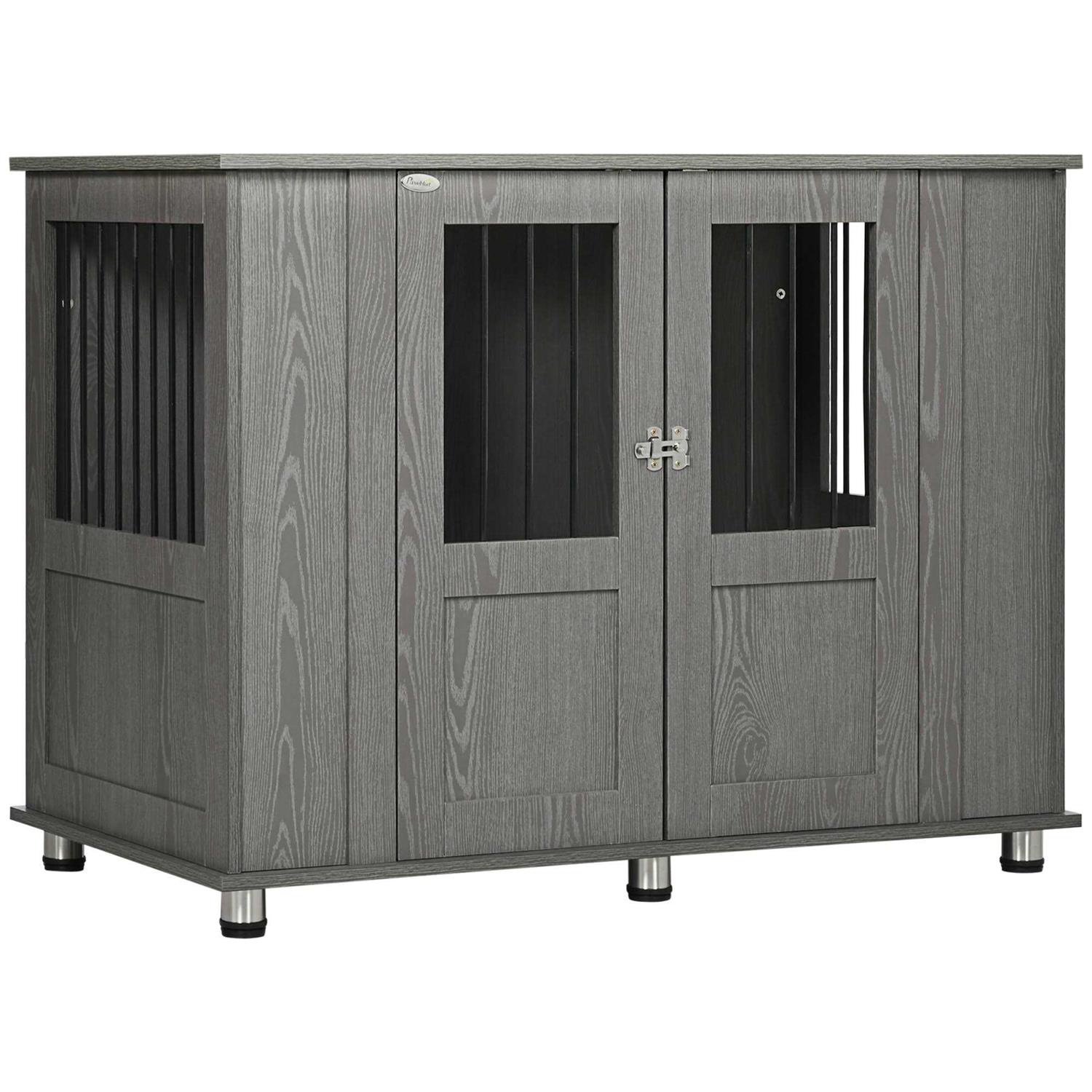 PawHut Dog Crate Furniture Wooden End Table Furniture with Lockable Magnetic Doors - Pet Supplies online store