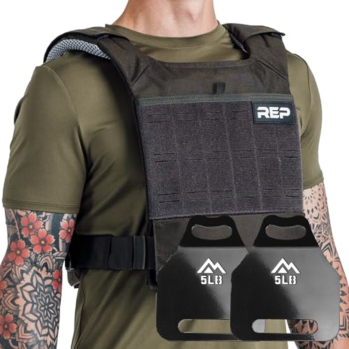 REP Fitness Strata Weight Vest, 2 Removable Plate Options for Unisex, Men & Women, Wearable, Weighted for Strength Training, Muscle Building, CrossFit, Running, Gym Exercise, Adjustable Sizing