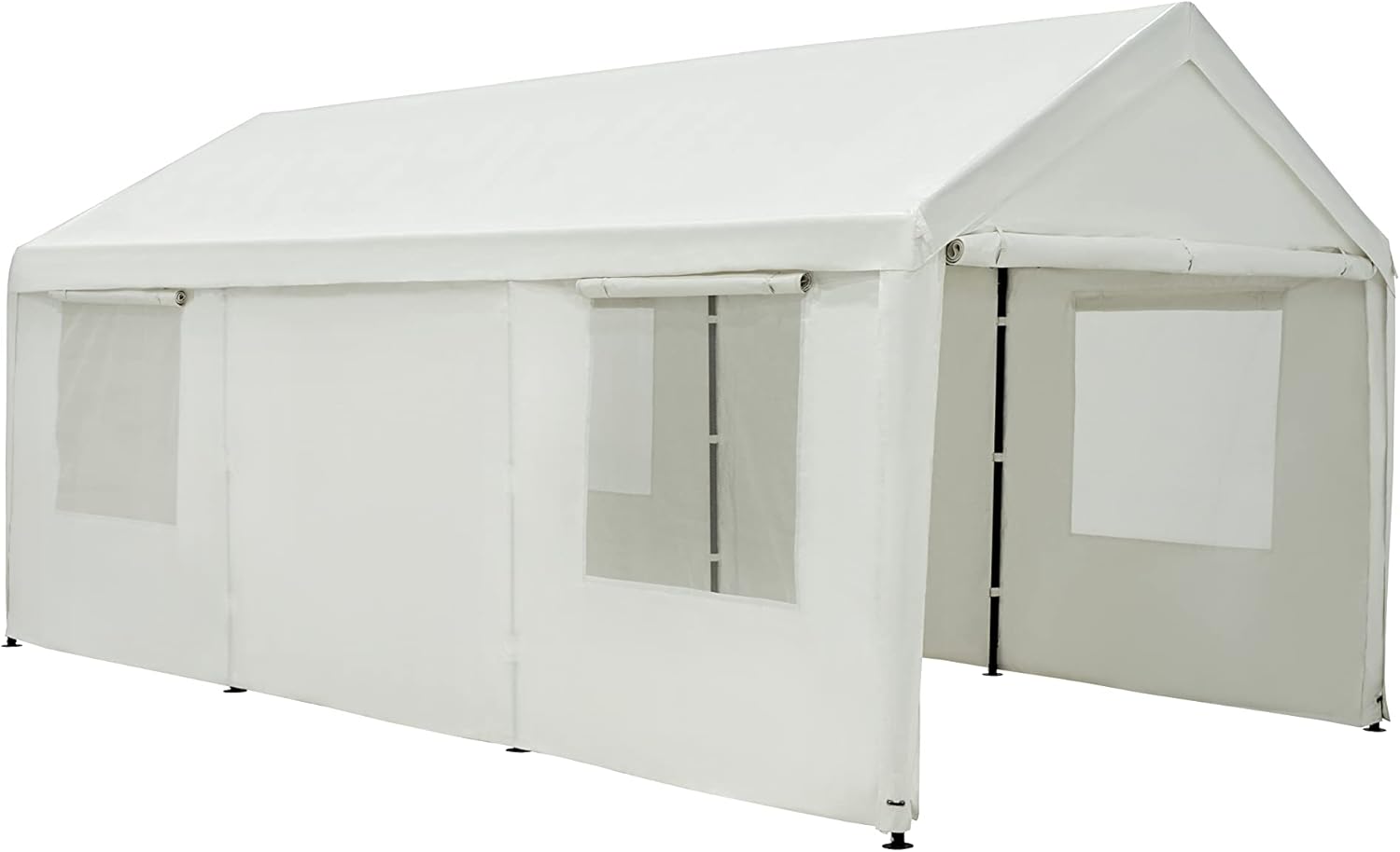 Carport, 10 x 20 ft Heavy Duty Carport with Ventilated Windows, Portable Garage with Removable Sidewalls & Doors, All-Season Car Canopy for Auto, Truck, Boat, SUV, White