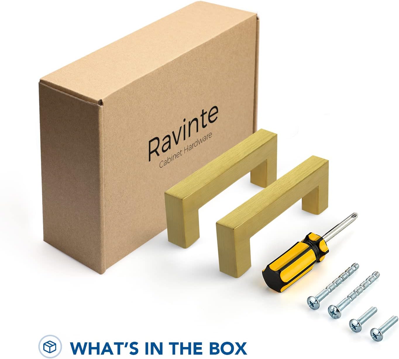 Ravinte 30 Pack Gold Cabinet Pulls 3 Inch Brusehed Brass Kitchen Cabinet Handles Gold Square Kitchen Hardware for Cabinet