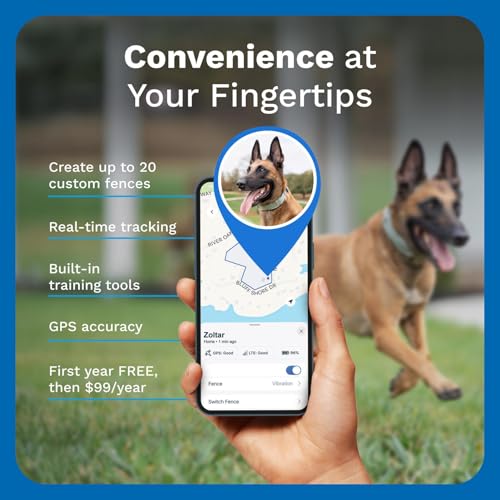 Invisible Fence GPS Dog Fence & Tracking Collar Bundle with Training Flags (White) & Treat Bag (Blue), Wireless GPS Tracker Collar, for Medium & Large Dogs, Waterproof - 1 Year Subscription Included
