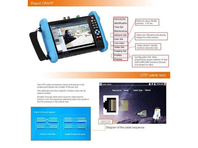 Koolertron Upgraded 7 inch IPS Touch Screen H.265 4K IPC-9800 Plus IP Camera Tester CCTV CVBS Analog Tester Built in WiFi with P