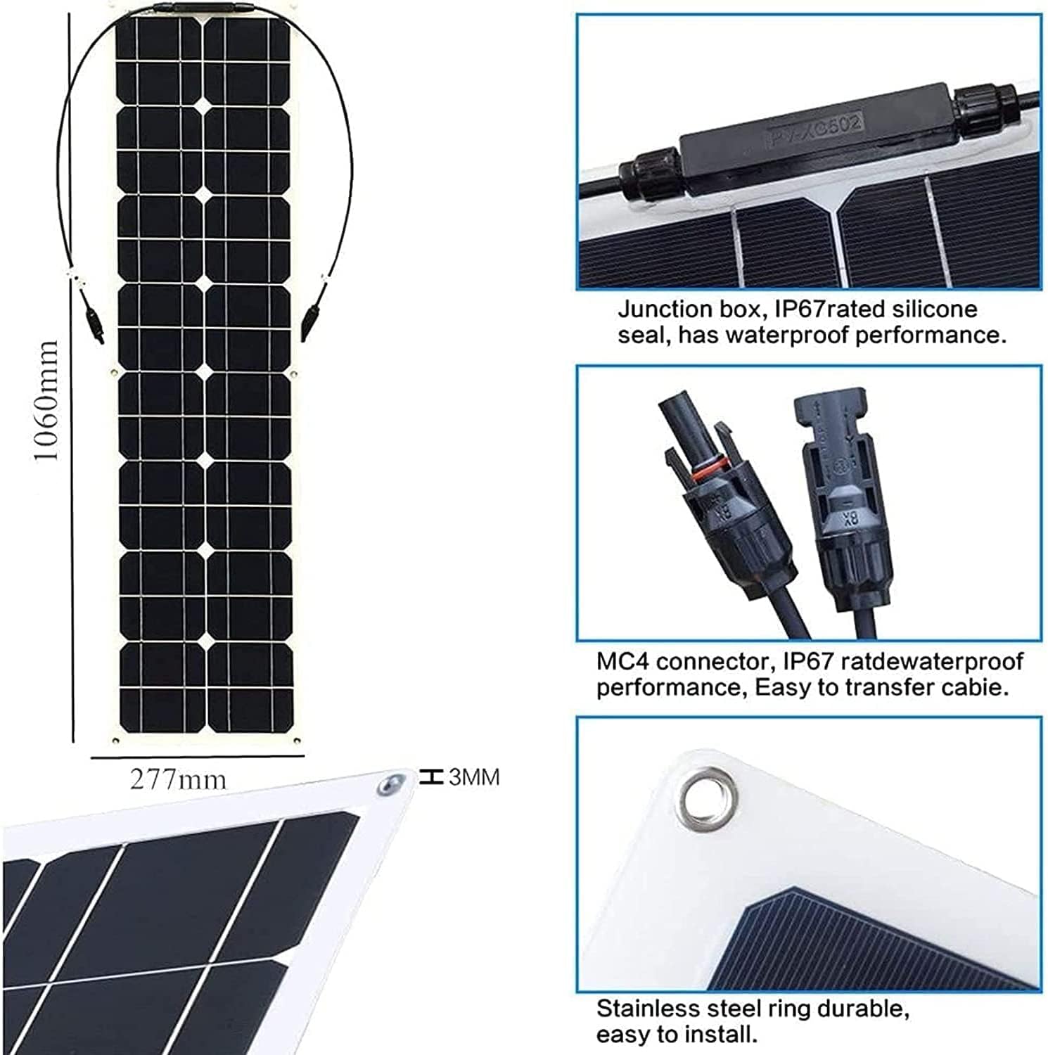 Solar Panel 600W 2X 300W PET Flexible Solar Panel Portable Mono Solar Battery Charger with Controller for Car Yacht Battery Boat,with 40A Controller …