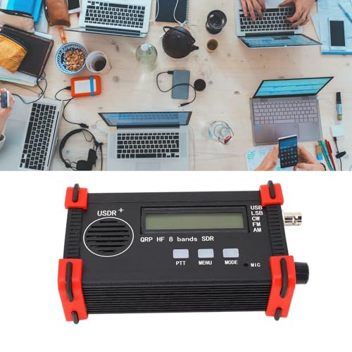 8 Band Short Transceiver, Portable USDX USDR HF QRP SDR Receiver SSB CW QRP Wireless Transceiver 100‑240V (US Plug)