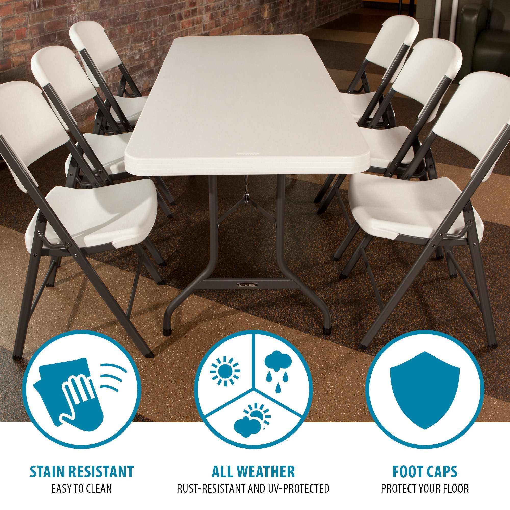 Lifetime 6 Foot Rectangle Folding Table, Indoor/Outdoor Commercial Grade, White Granite (22901)