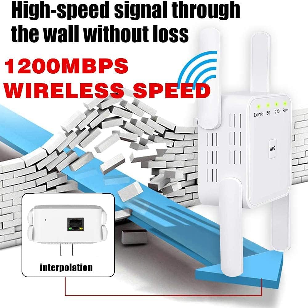 2022 WiFi Extender, WiFi Booster and Signal Amplifier, 1200Mbps Wireless Internet Booster Covers up to 6000sq.ft, WiFi Repeater Extender with Ethernet Port, Extend WiFi Signal to Home Devices Pack of 2