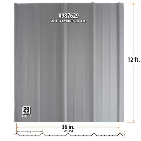 Gibraltar Building Products SM-Rib Galvalume Steel 29-Gauge Roof/Siding Panel