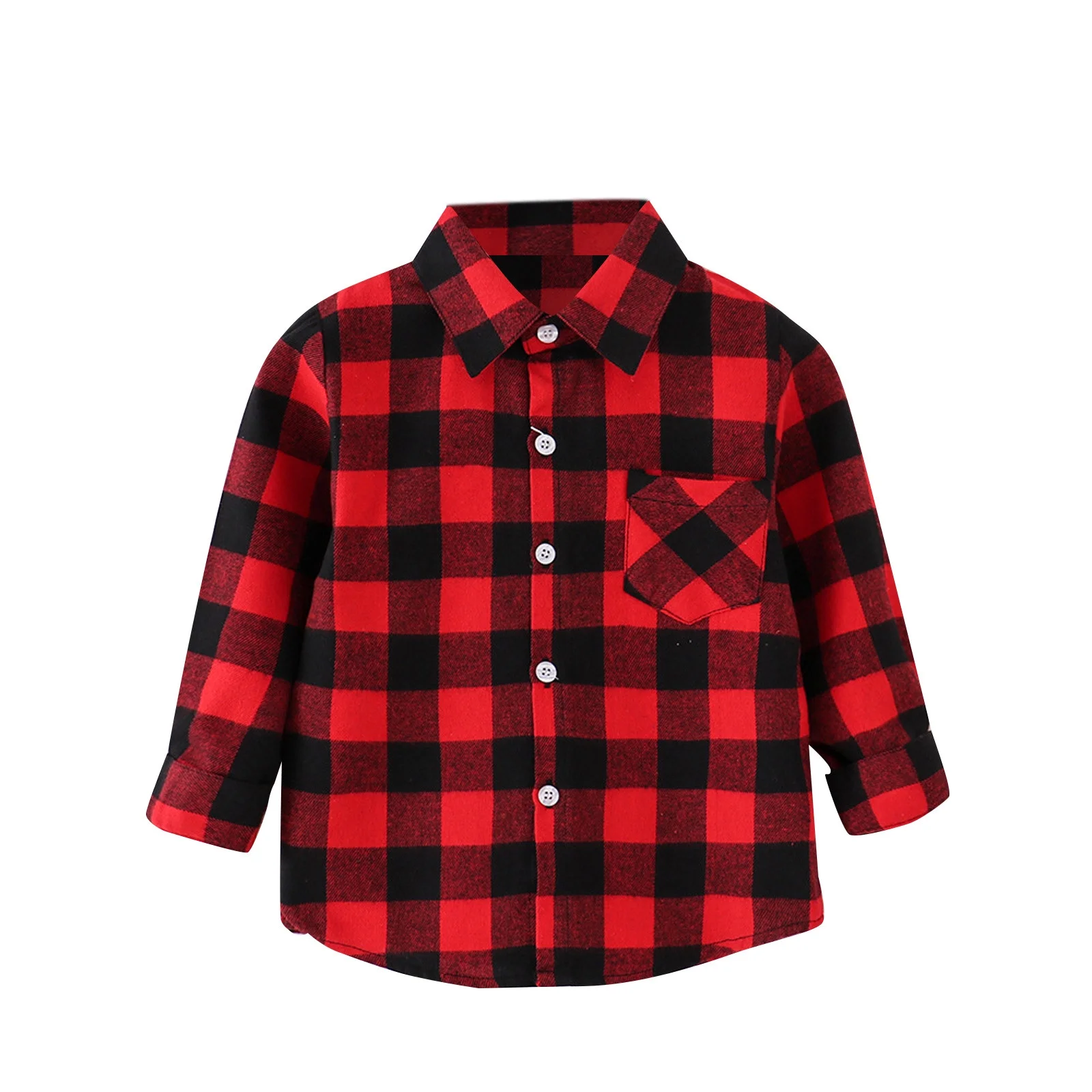 Boys Hoodies And Sweatshirts Autumn Winter Kids Flannel Jacket Plaid Long Sleeve Lapel Button Down Coat Tops Daily-Wear