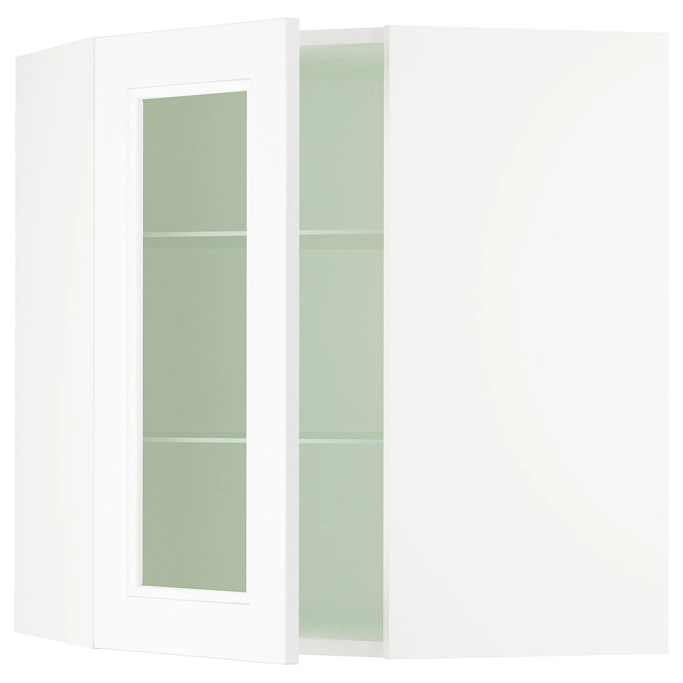 IKEA - SEKTION Corner Wall Cabinet with Glass DOOR, white/Axstad Matt White, 26x15x30 99288880
