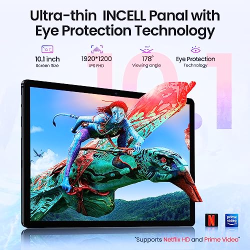 2024 Newest 2 In 1 Tablet,10.1 Inch Android 12 Tablet with Keyboard,128GB Storage 1TB Expand with Case Mouse Stylus,2.0GHz Octa Core,1280*800 HD Touch Screen,5MP Dual Camera,2.4/5G Wi-Fi,BT 5.0