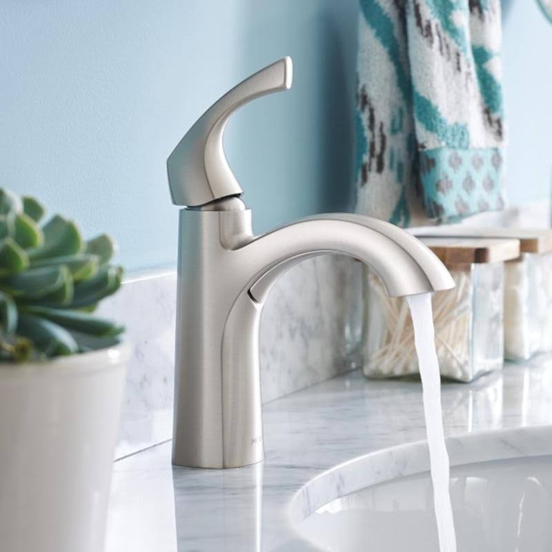 Moen Lindor Brushed Nickel Single Handle Lavatory Faucet 4 in.