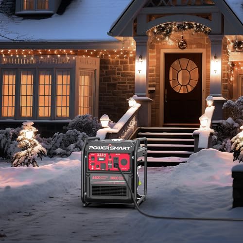 PowerSmart 4400-Watt Portable Generator with Inverter Technology, RV Ready 30A Outlet, Gas Powered, EPA Compliant, Lightweight & Quiet for Home Use, Camping Outdoor