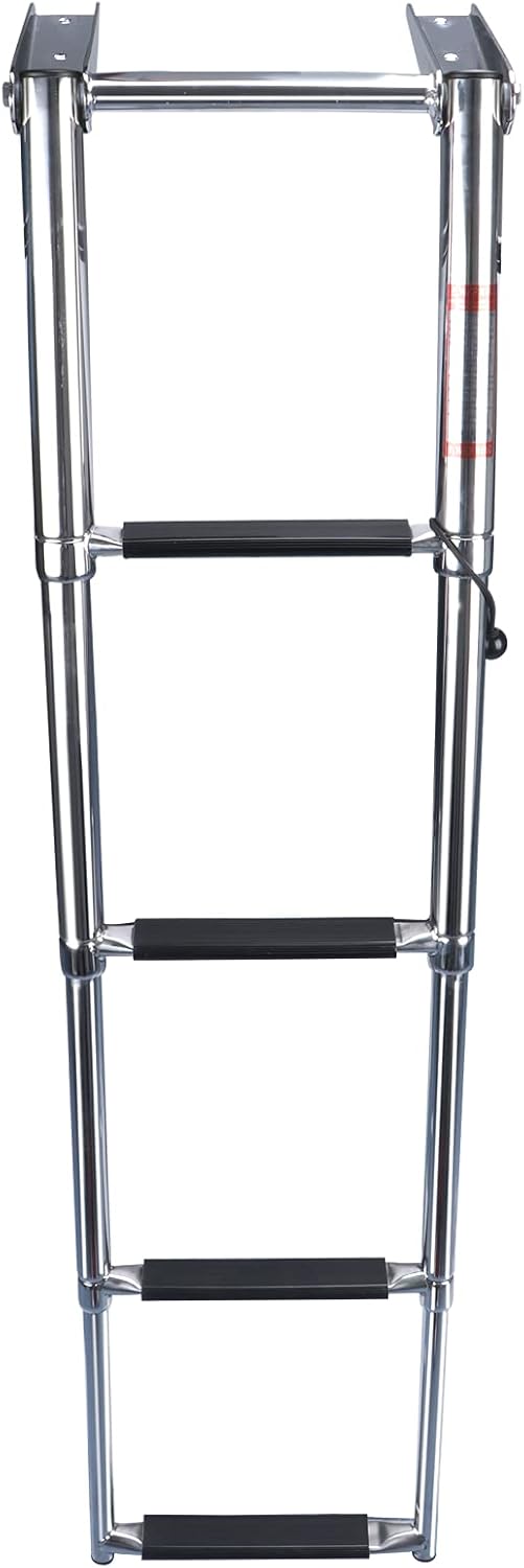 Folding 4 Step Boat Ladder Heavy Duty Stainless Steel Telescoping Boat Ladder Marine Ladder for Fishing Boat Pack of 2