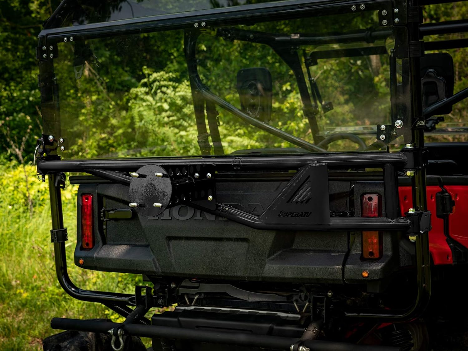 SuperATV UTV Spare Tire Carrier Compatible with 2016+ Honda Pioneer 1000-5/1000-5 Deluxe | 2017+ 1000-5 Limited Edition | No Drilling or Welding | Accommodates Tires of All Sizes (up to 70 pounds)