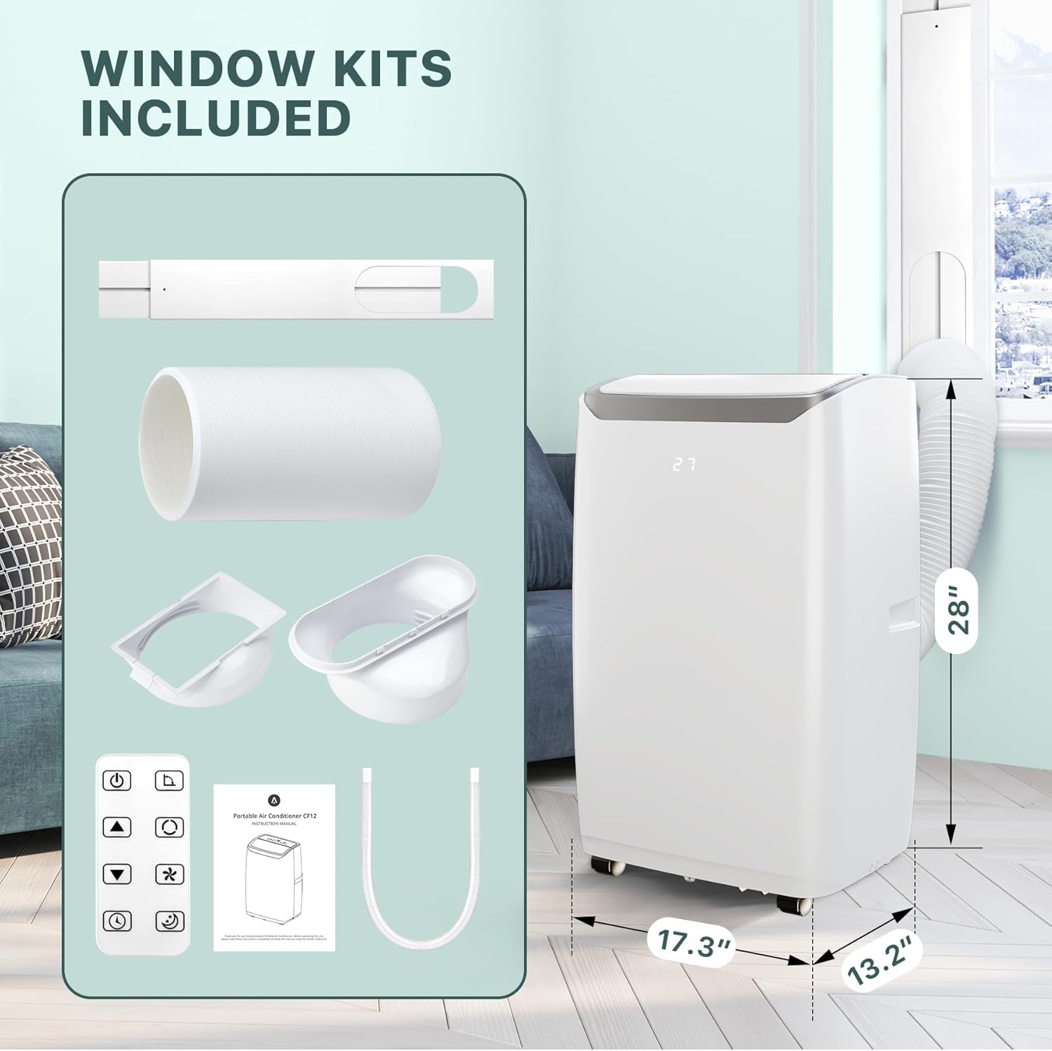 Portable Air Conditioners, 14,000 BTU Room AC Unit Portable With 4 Modes, Remote Controller,Up to 700 Sq.Ft, White