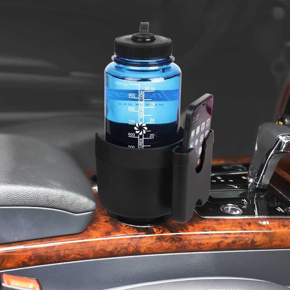 Big Cup Holder Expander for Car, Expandable Automotive Cup Organizer with Phone Stand, Adjustable Cupholder Compatible with Hydro Flasks Nalgenes Yeti Klean Kanteens Camelbak Bottles Mugs