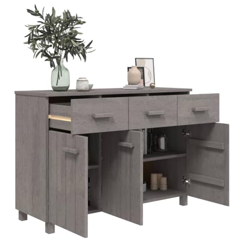 Buffets & Sideboards Sideboard Light Gray 44.5"x15.7"x31.5" Solid Wood Pine,Rustic Pinewood Sideboard with Sliding Drawers and Ample Storage Cabinets & Storage