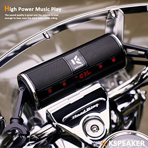 Motorcycle Speakers Bluetooth Waterproof Radio Audio System Built-in Amplifier, Great for ATV, Scooter Bike,12 Volt Vehicle,3 Inch Metal Mp3 Player, K2ch