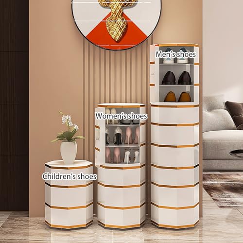360° Rotating Round Octagon Shoe Rack Tower Cabinet, 360° Rotating Shoe Cabinet, Simple Storage Shoe Tower Exquisite Beautiful, Space-Saving, for Home Hallway Entrance Bedroom