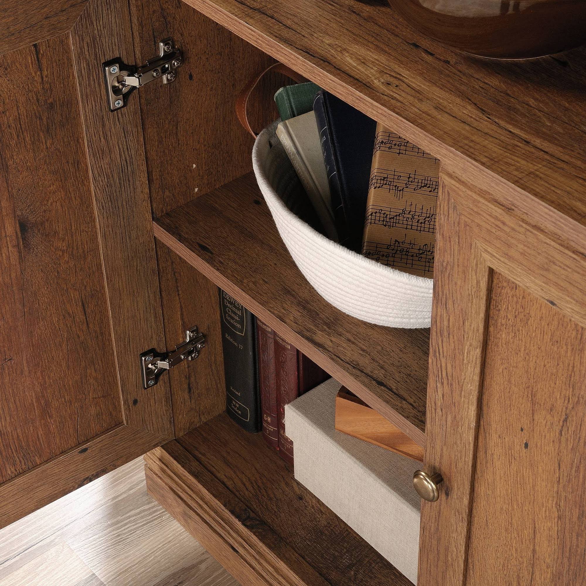 Sauder 5-Shelf Bookcase with Doors in Vintage Oak