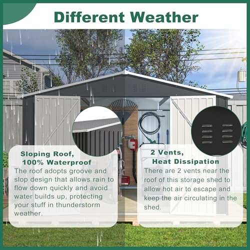 6x4 Ft Outdoor Storage Shed, Heavy-Duty All-Weather Tool Shed with Lockable Doors, Durable Resin Construction for, Patio & Backyard Organization Black