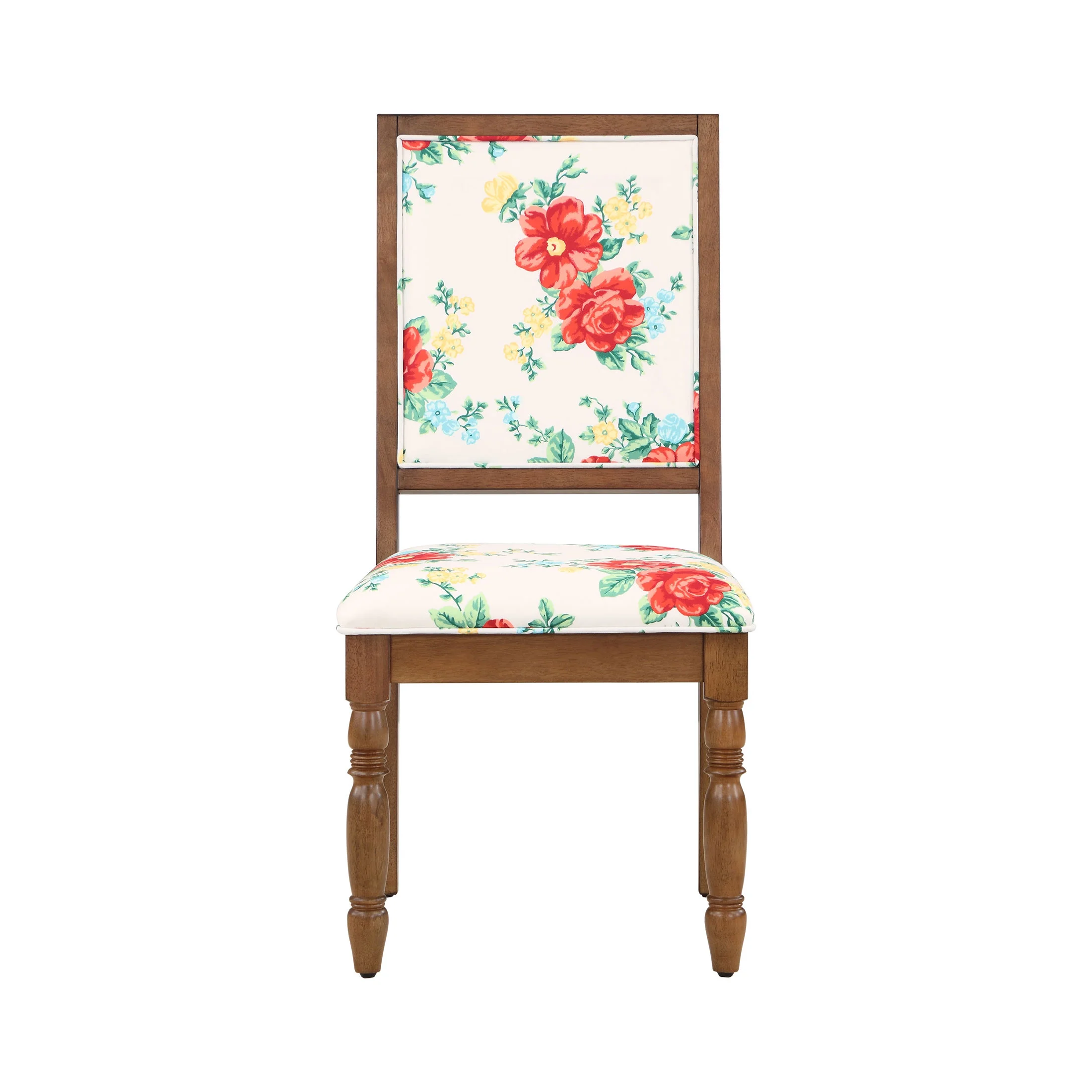The Pioneer WomanCallie Vintage Floral Dining Chairs Made With Solid Wood Frame, Set of 2, Walnut Finish