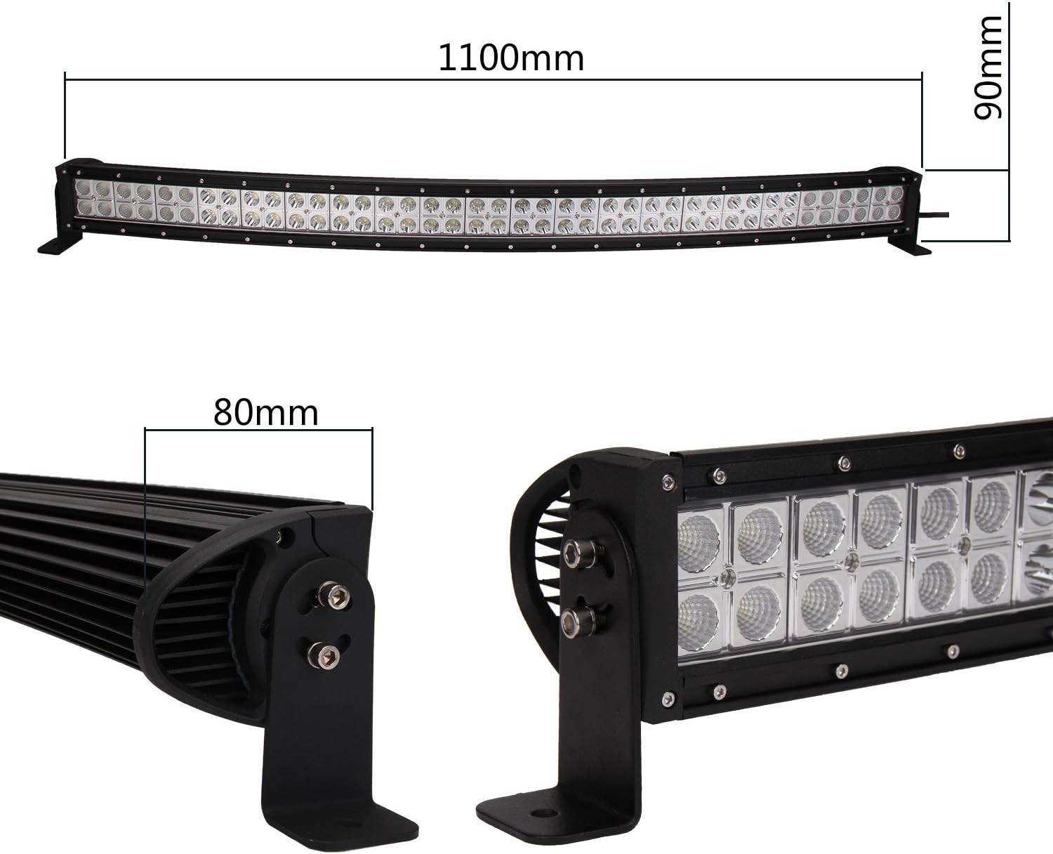 Lumitek 288w 50inch Curved Led Light Bar Spot Flood Combo Beam Light Bar Off-road Led Bar for ATV JEEP Off Road SUV 4wd IP67 12V Car Led Bar Light…