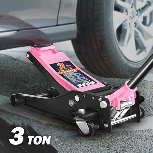 DNA MOTORING Floor Jack 3 Ton (6000 lbs) Capacity, Fast Lift Service Jack Low Profile Steel Heavy Duty Hydraulic Car Jack, Lifting Range 3"-20", Black, TOOLS-00475-BK