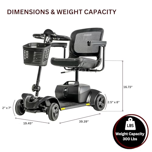Pride Mobility Go Go Elite Traveller 2 4-Wheel Scooter - Travel Mobility for Adults, 18 Ah Battery, 300 Lbs Weight Capacity, 17"x17" Foldable Seat, Iceberg Blue - SC442E w/18AH