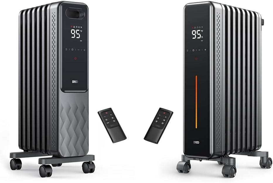 Dreo 1500W and Portable 1500W Oil Filled Radiator Heaters with Remote Control, 4 Modes, Overheat & Tip-Over Protection