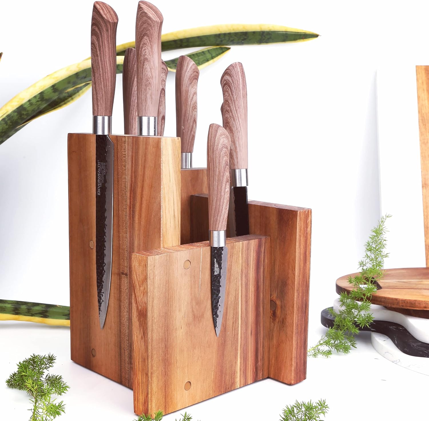 Resafy Magnetic Knife Block Knives Display Stable Board Holder Rack Magnetic Stands with Strong Enhanced Magnets on Both Sides Anti-slip Feet