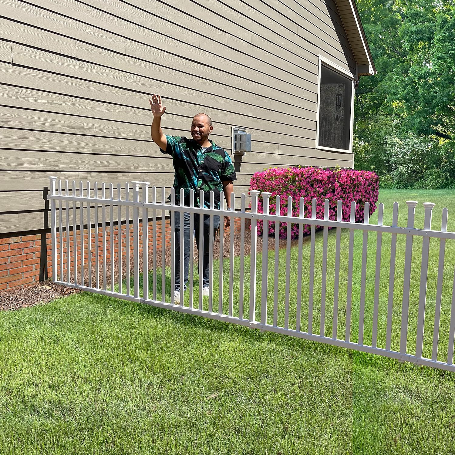 Zippity Burbank Vinyl Picket Fence 44" W x 41" H 2 Pack and Burbank No-Dig White Vinyl Gate Kit 59.7" W x 41.1" H