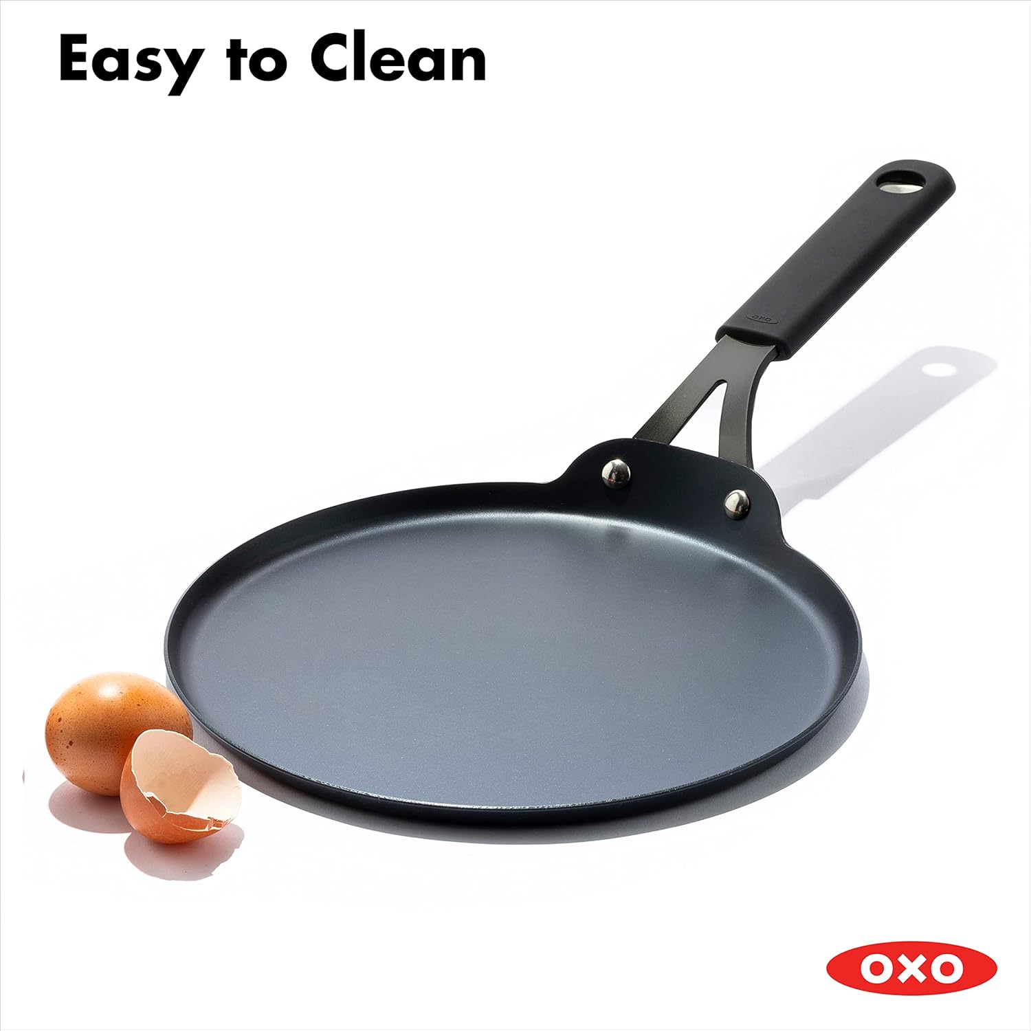 OXO Obsidian Pre-Seasoned Carbon Steel Induction Safe 12 Outdoor Frying Pan/Skillet with Silicone Sleeve, Black