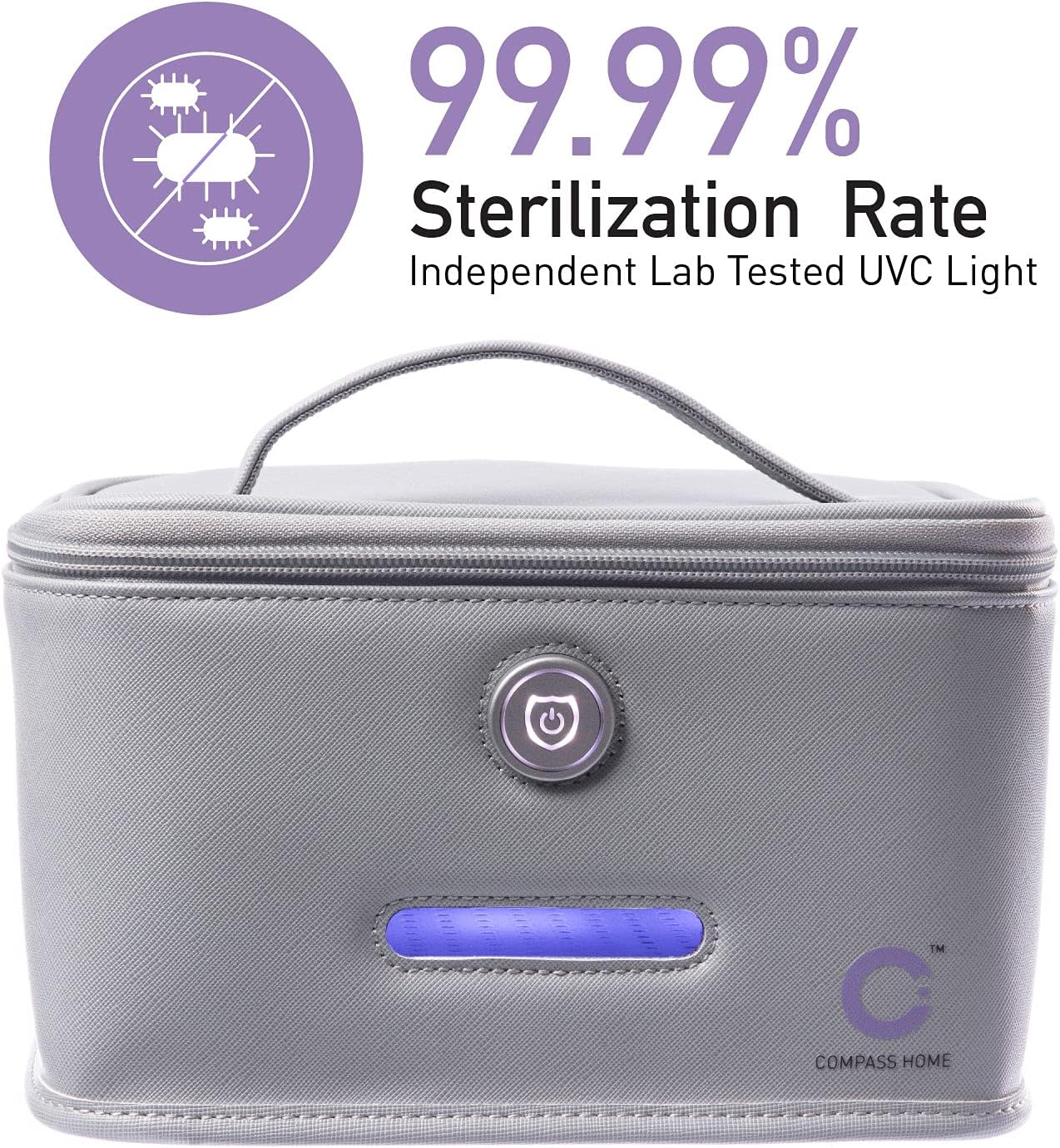 Compass Home UV Light Sanitizer Case, Portable UV-C LED Sterilization Soft Case with Child Lock