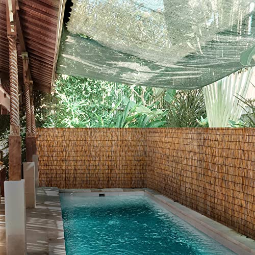 Natural Reed Fencing Rolls,5.5T X 16.4FT Reed Screen Curtain Balcony Reed Fence Bamboo Screen Fencing for Outdoor Backyard Patio（Brown）