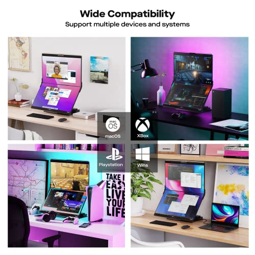 Mobile Pixels Geminos Dual 24" Stacked Computer Monitors with 1080P Webcam&Speakers, 65W USB-C Charging, All-Inclusive Vertical Desktop Monitor, HDMI/USB-A/USB-C, Infinitely Adjustable (2 Monitors)