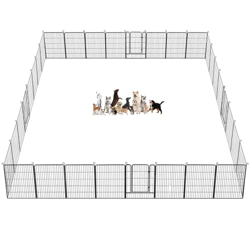Dog Playpen, 32inch 10 Panels Outdoor Dog Fence Indoor Dog Pen Anti-Rust Pet Puppy Pen Dog Exercise Pen with Lock for Medium Small Dogs, Portable Pet Fence for Yard RV Camping