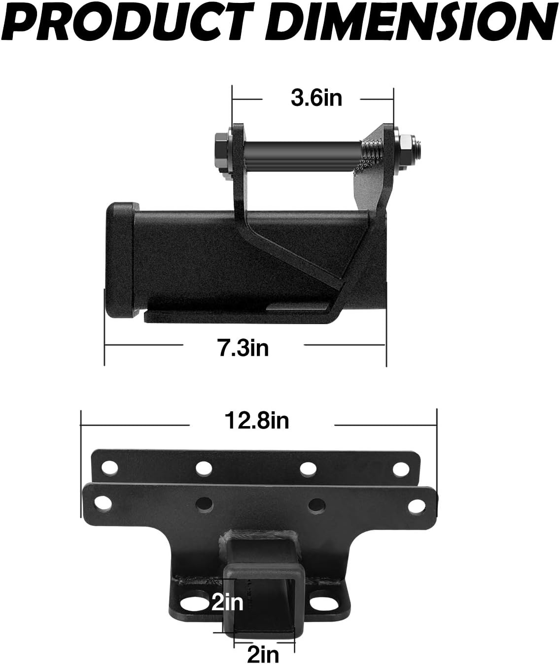 Hitch Receiver, AAIWA 2" inch Rear Receiver Hitch, Towing Trailer Hitch Kit Compatible with 2007-2018 Jeep Wrangler JK 2 Door & 4 Door Unlimited, Black Pack of 2