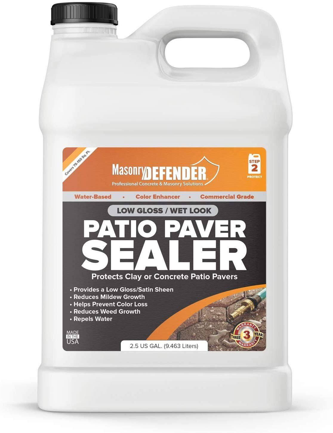 Masonrydefender Low Gloss Patio Paver Sealer, 1 Gal - Clear Water-Based Sealant for Natural Stone Surfaces, 1 Gallon