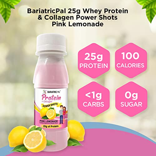 BariatricPal Ready-to-Drink 25g Whey Protein & Collagen Power Shots - Pink Lemonade (48 Bottles)
