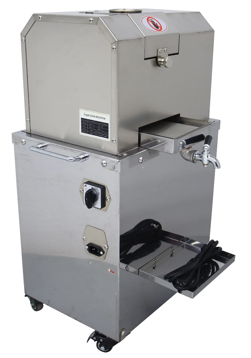 Techtongda Electric Sugar Cane Press Juicer 304 Stainless Steel Grind Press Machine 4 Rolls for Sugarcane Ginger Sweet Sorghum Extractor Pressing
