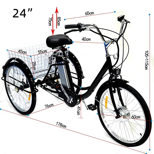 Electric Tricycle for Adults, 350W 36V Electric Trike Motorized Three Wheel Electric Bicycle, 3 Wheels Adult Electric Tricycle with Large Basket