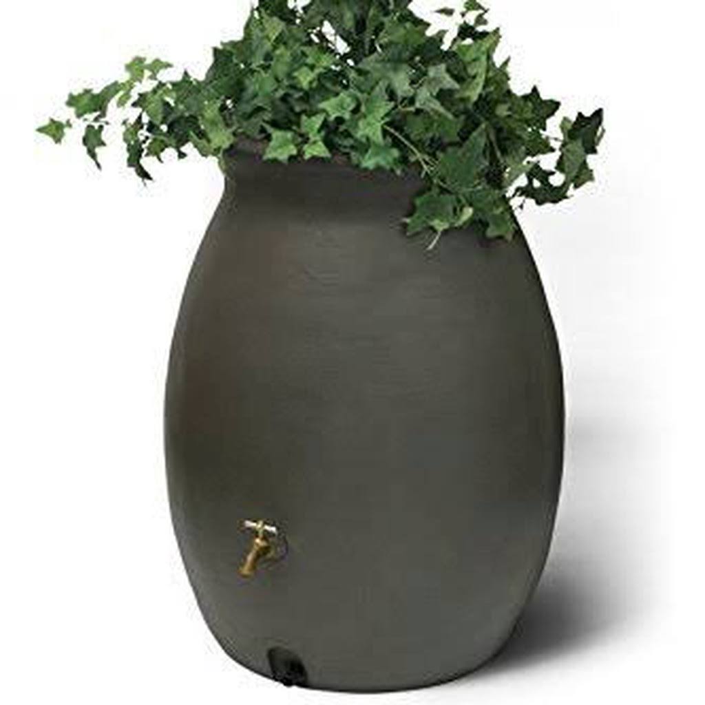 Algreen ALG81113 50 Gal Castilla Rain Barrel with Spigot - Dark Brown