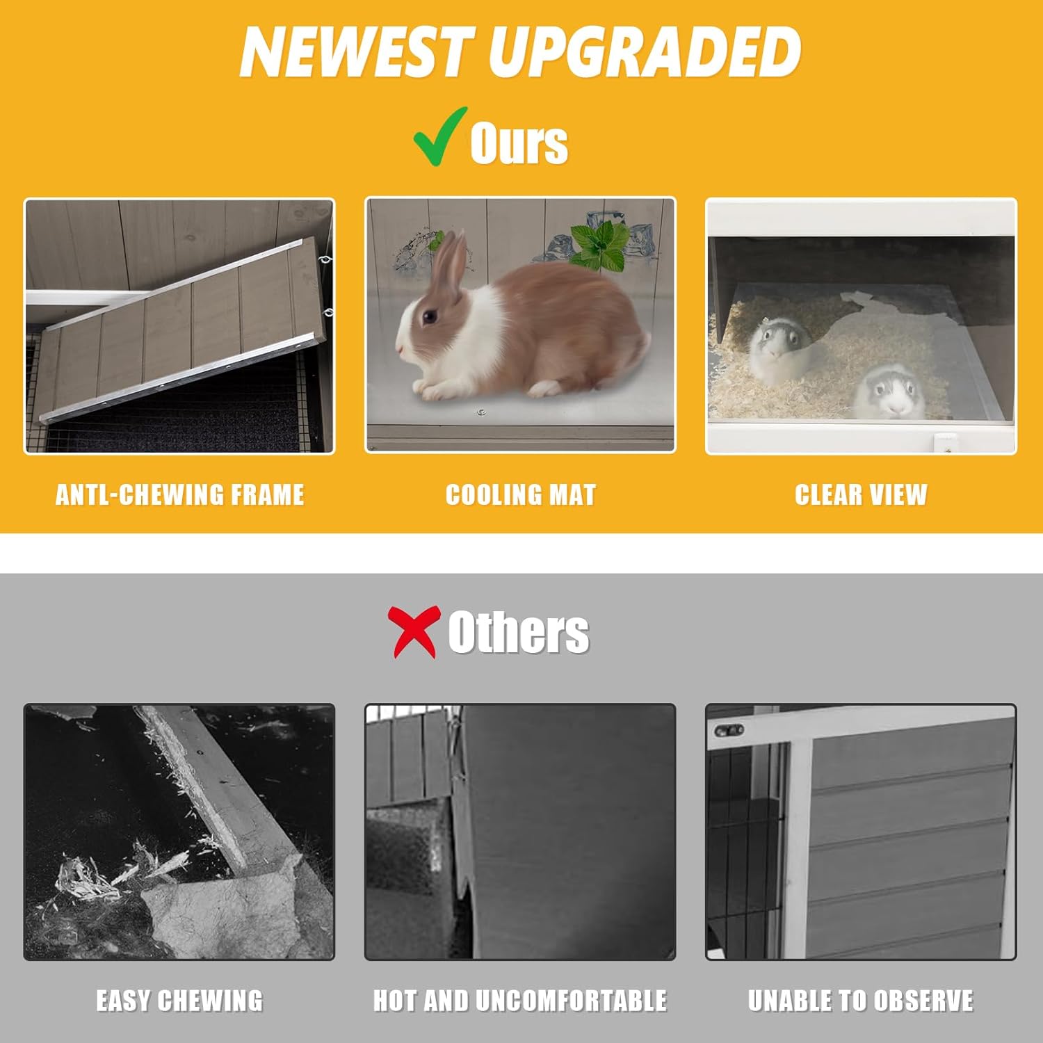 Guinea Pig Cages Indoor, Rabbit Cage on Wheels, Easy Clean Hamster Cage with Pull Out Tray, Small Animals Cage with Ramp Large Habitat for Hedgehog Gerbil & Rat